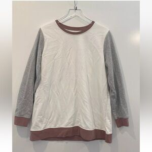 Lands' End White and Gray Sweatshirt with Brown Accents